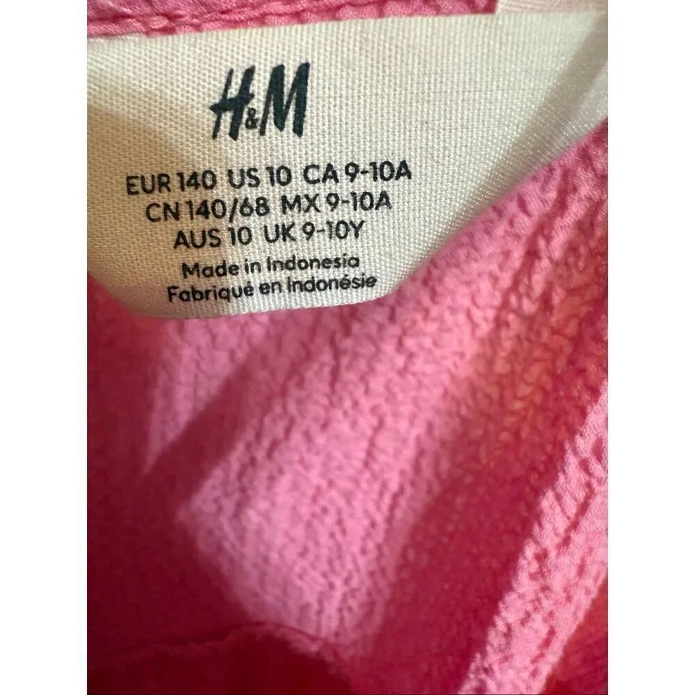 H&M Girls Adjustable Shoulder Strap Button Back Textured Dress Pink Size 10 - Picture 8 of 8